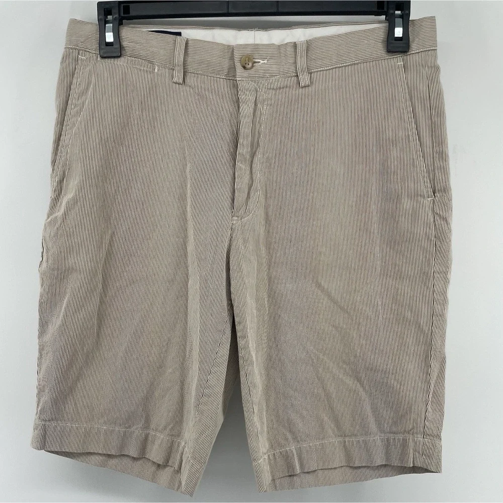 Polo Ralph Lauren Shorts Mens 33 Tan White Micro Stripe Seersucker 11